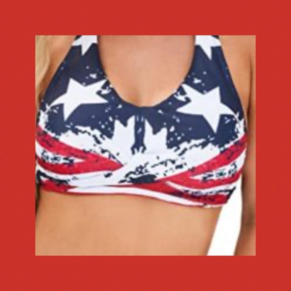 Patriotic, red, white and blue two piece boy short swimsuit - Picture 6 of 6